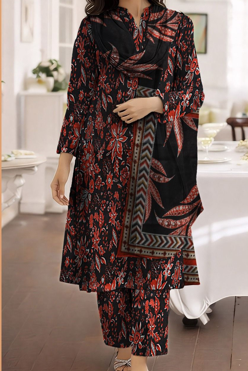 Orang | RPL Digital Lawn 3 Pcs Suit – Printed Shirt with Voil Dupatta