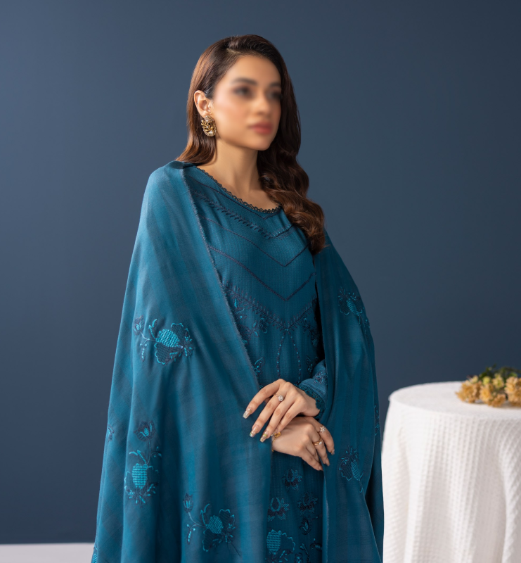 Fantak — ZIMAL Vol.01 | 3 Piece Luxury Peach Mono Zari Embroidered Suit