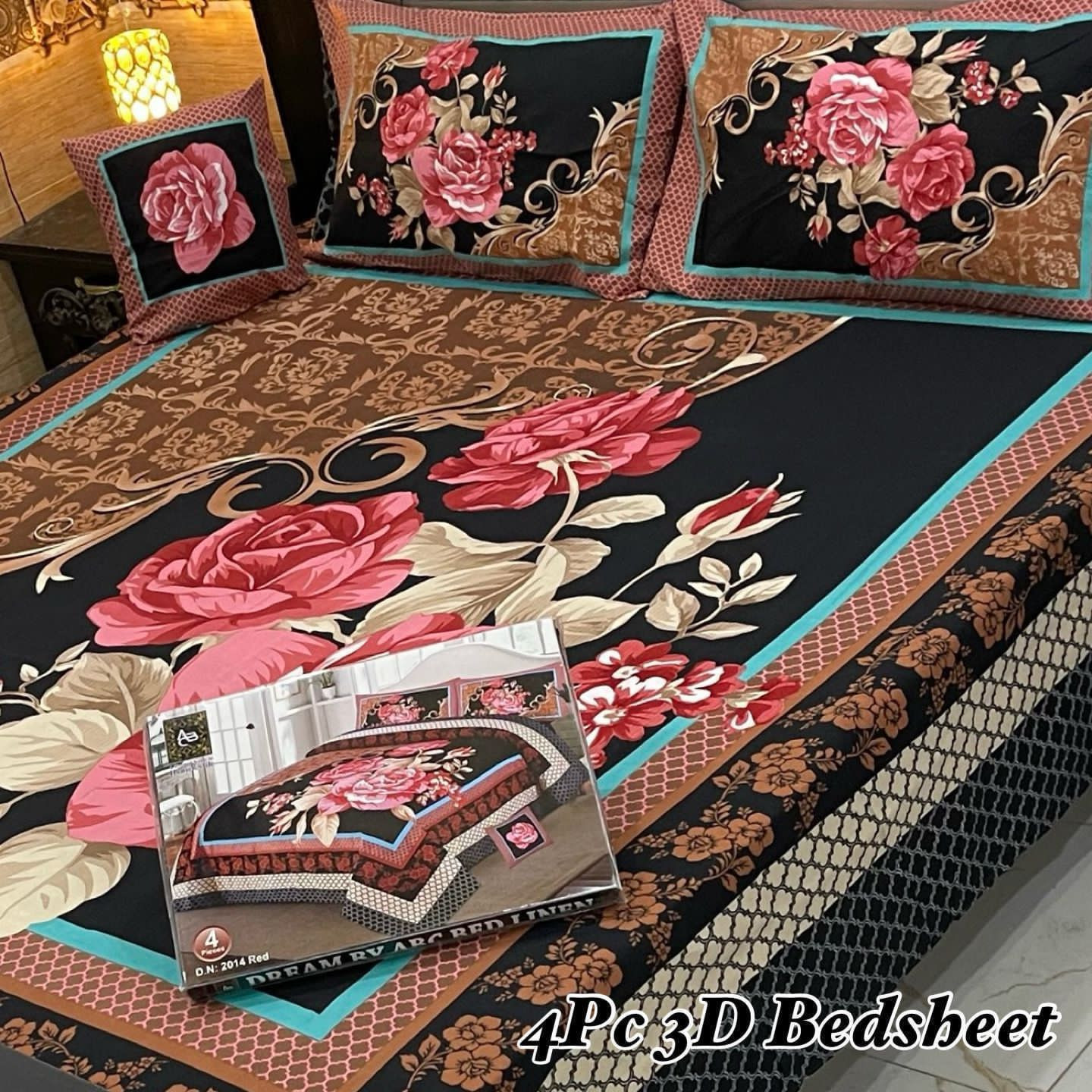 3D Panel Bedsheet Set (4PC) – King Size