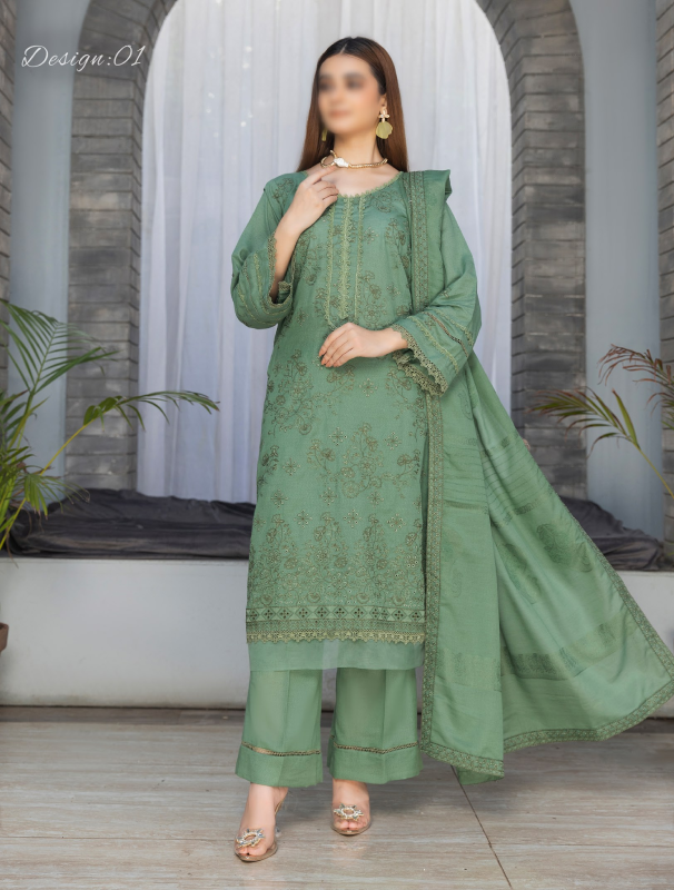 Fantak — HUSN-E-JAHAN Vol.01 | 3 Piece Luxury Lawn Karandi Embroidered Suit