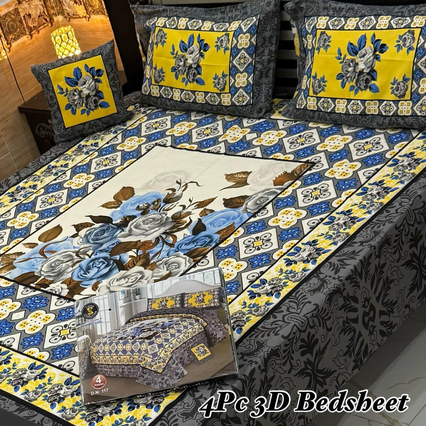 3D Panel Bedsheet Set (4PC) – King Size