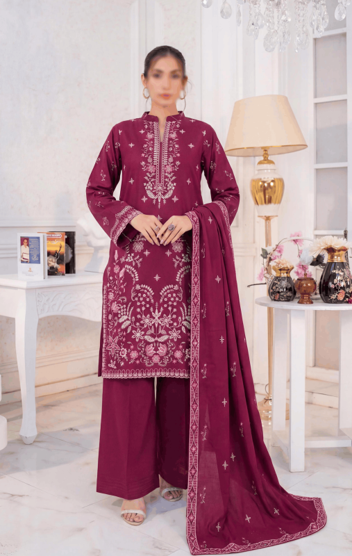 FANTAK REET VOL 227 LUXURY SLUB LAWN EMBROIDERED UNSTITCHED 3PCS SUIT