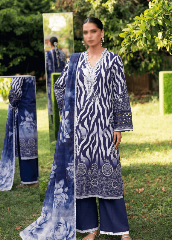 FANTAK PEARL VOL 303 DIGITAL PRINT PREMIUM LAWN EMBROIDED 3 Pcs Unstitched Suit