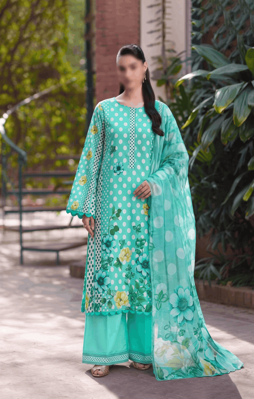 FANTAK Polka Pearl Vol 220 Digital Print Premium Lawn Unstitched 3Pcs Suit