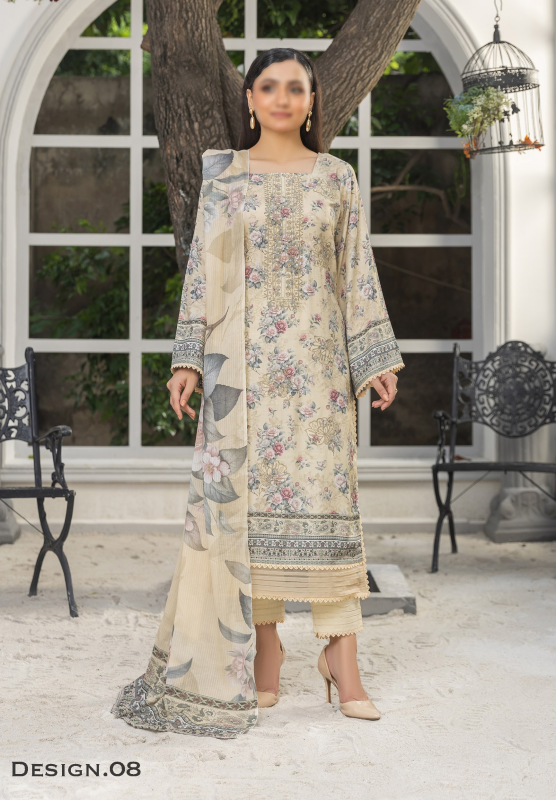 Fantak — TABEER Vol.01 | 3 Piece Digital Print Staple Slub Embroidered Suit