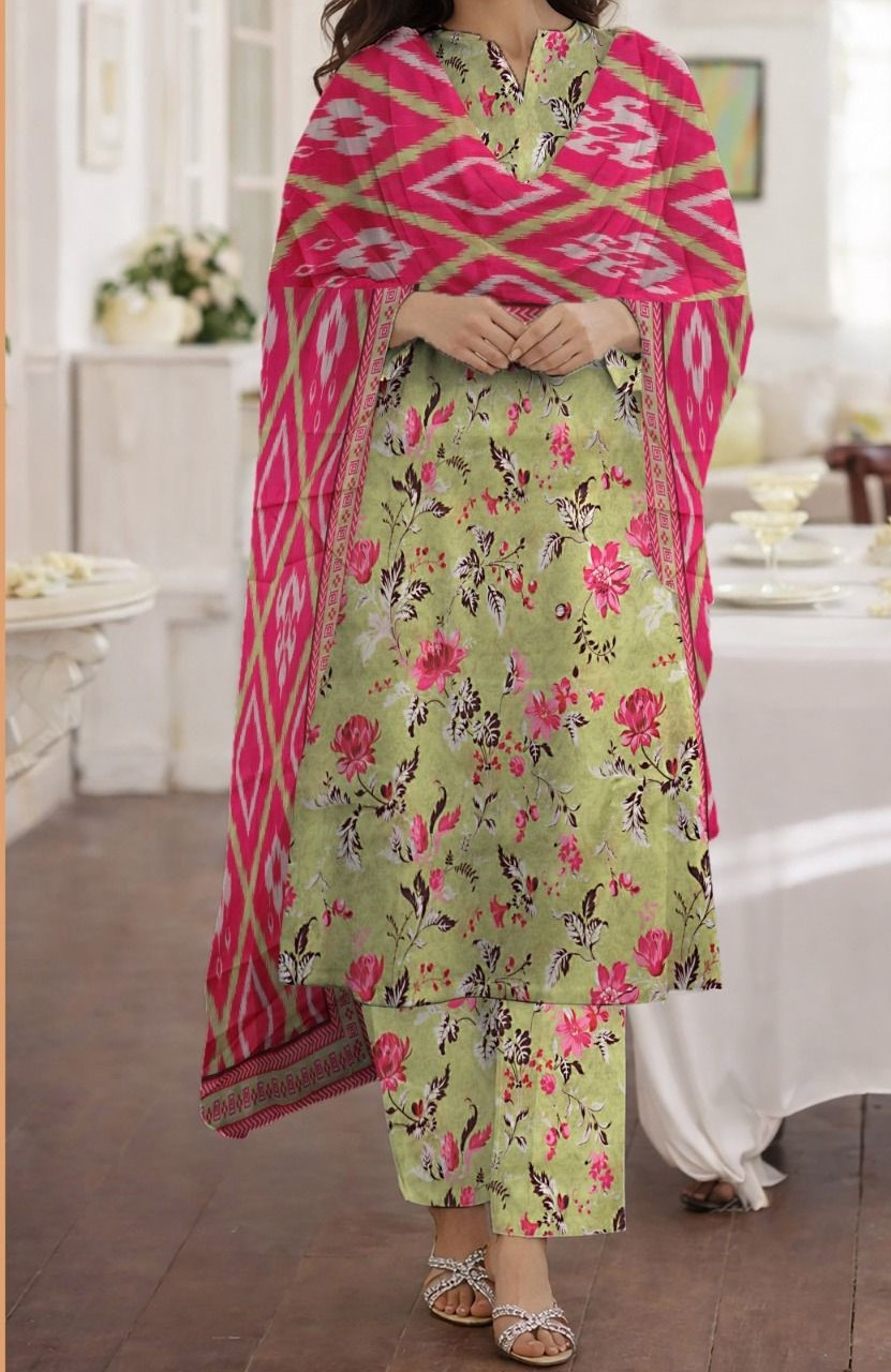 Orang | RPL Digital Lawn 3 Pcs Suit – Printed Shirt with Voil Dupatta