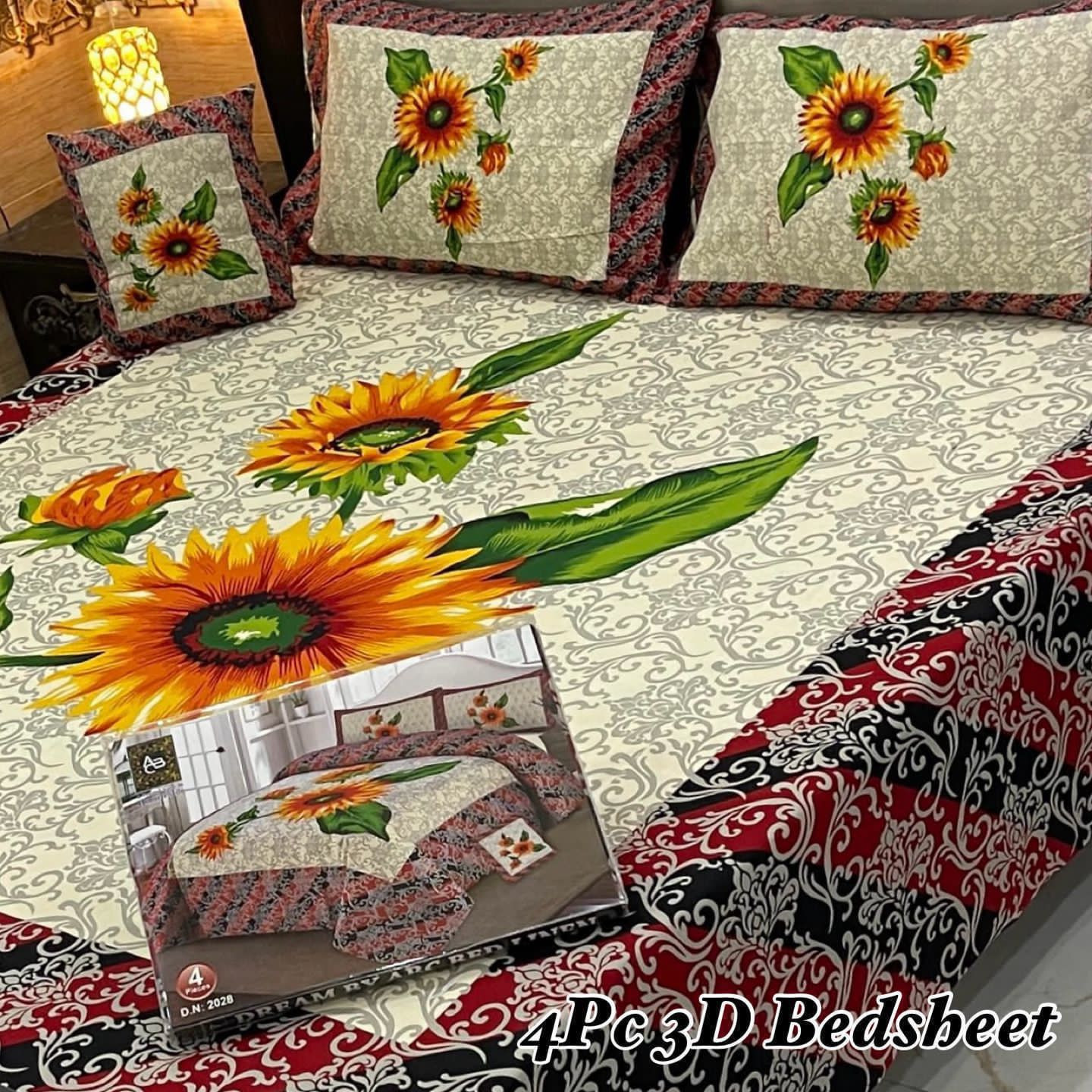 3D Panel Bedsheet Set (4PC) – King Size