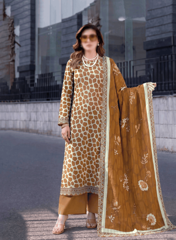 FANTAK Sapphire Vol 310 Digital Print Slub Lawn Unstitched 3Pcs Suit