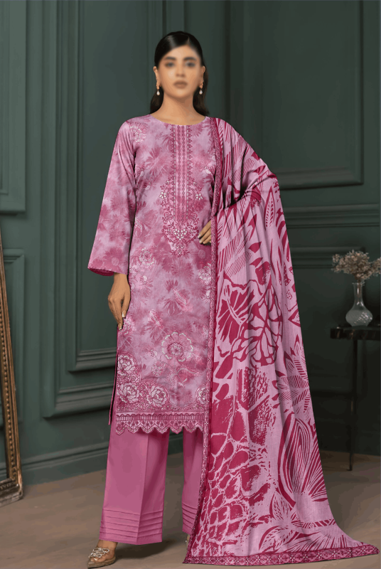 FANTAK PARISHAY Vol 136 Digital Print Slub Lawn Embroidered Unstitched 3 Pcs Suit