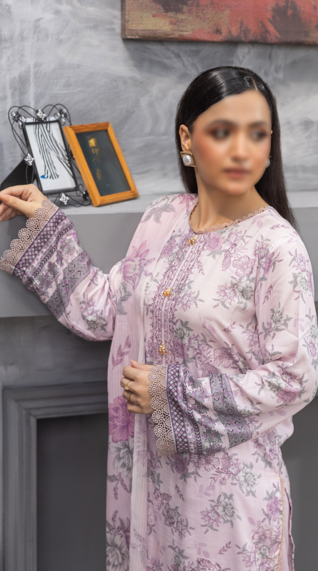 Fantak — TABEER Vol.01 | 3 Piece Digital Print Staple Slub Embroidered Suit