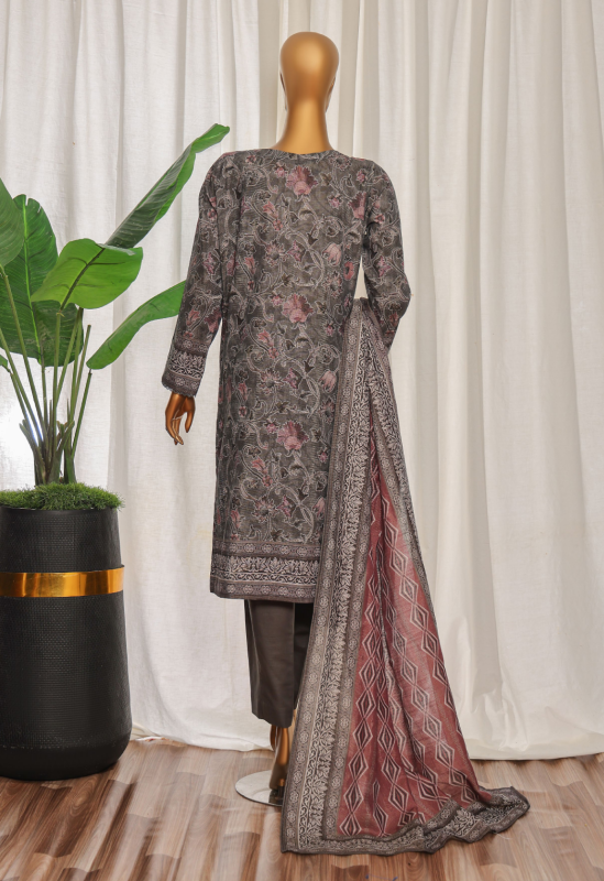 HZ 3PC Premium Khaddar Unstitched Suit with Elegant Chimki Embroidery