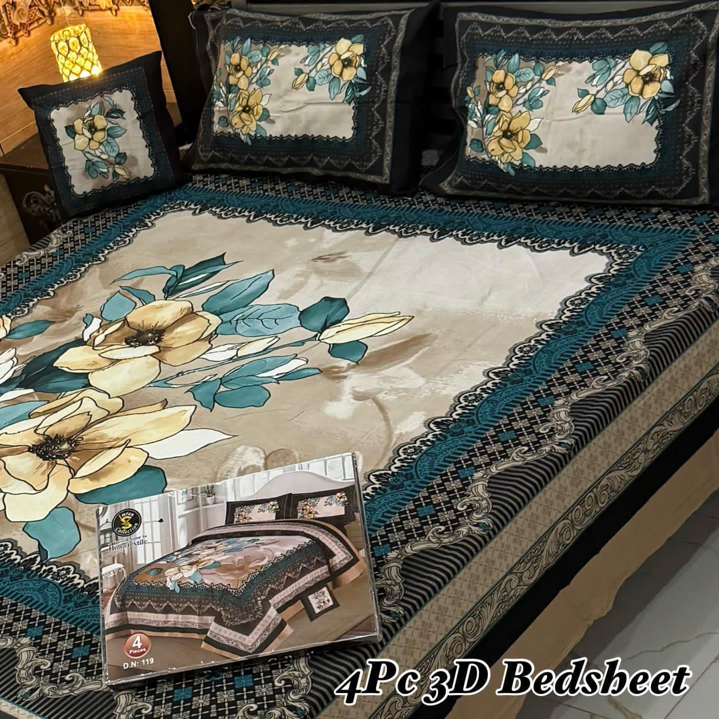 3D Panel Bedsheet Set (4PC) – King Size