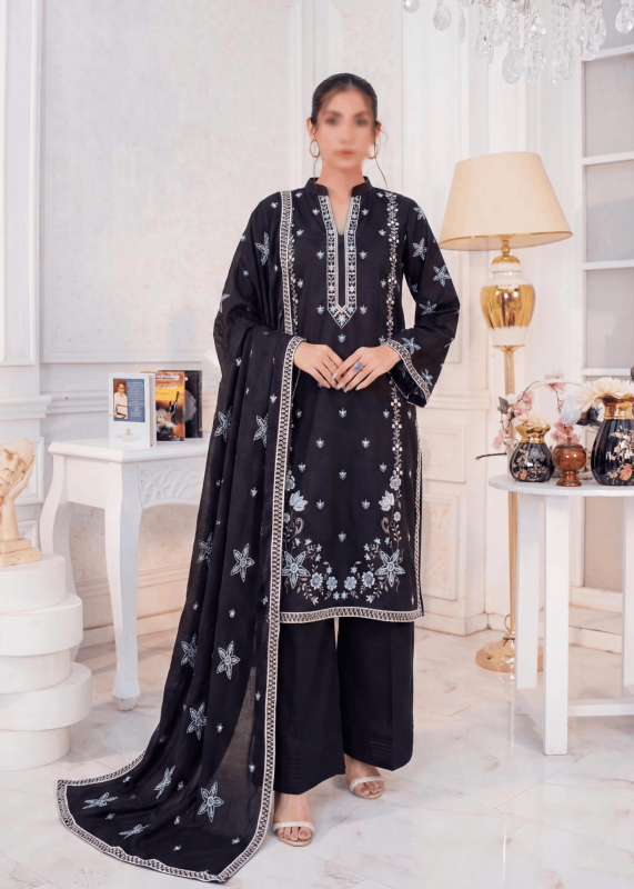 FANTAK REET VOL 227 LUXURY SLUB LAWN EMBROIDERED UNSTITCHED 3PCS SUIT