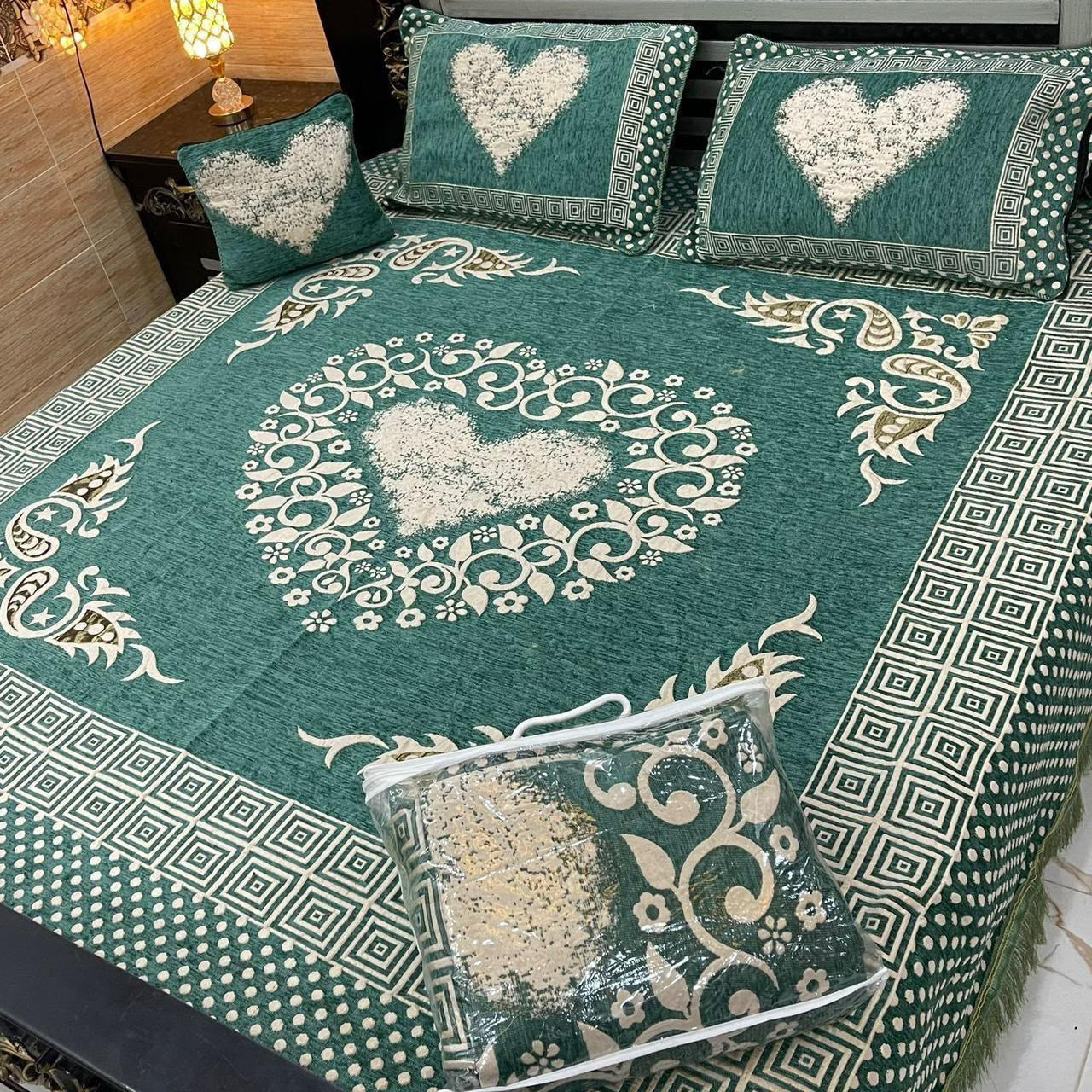Velvet Jacquard Bedsheet Set (4PC) – King Size
