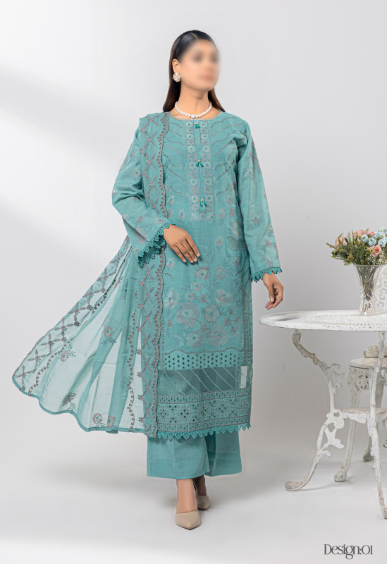 Fantak — NISSA Vol.01 | 3 Piece Luxury Lawn Karandi Embroidered Suit