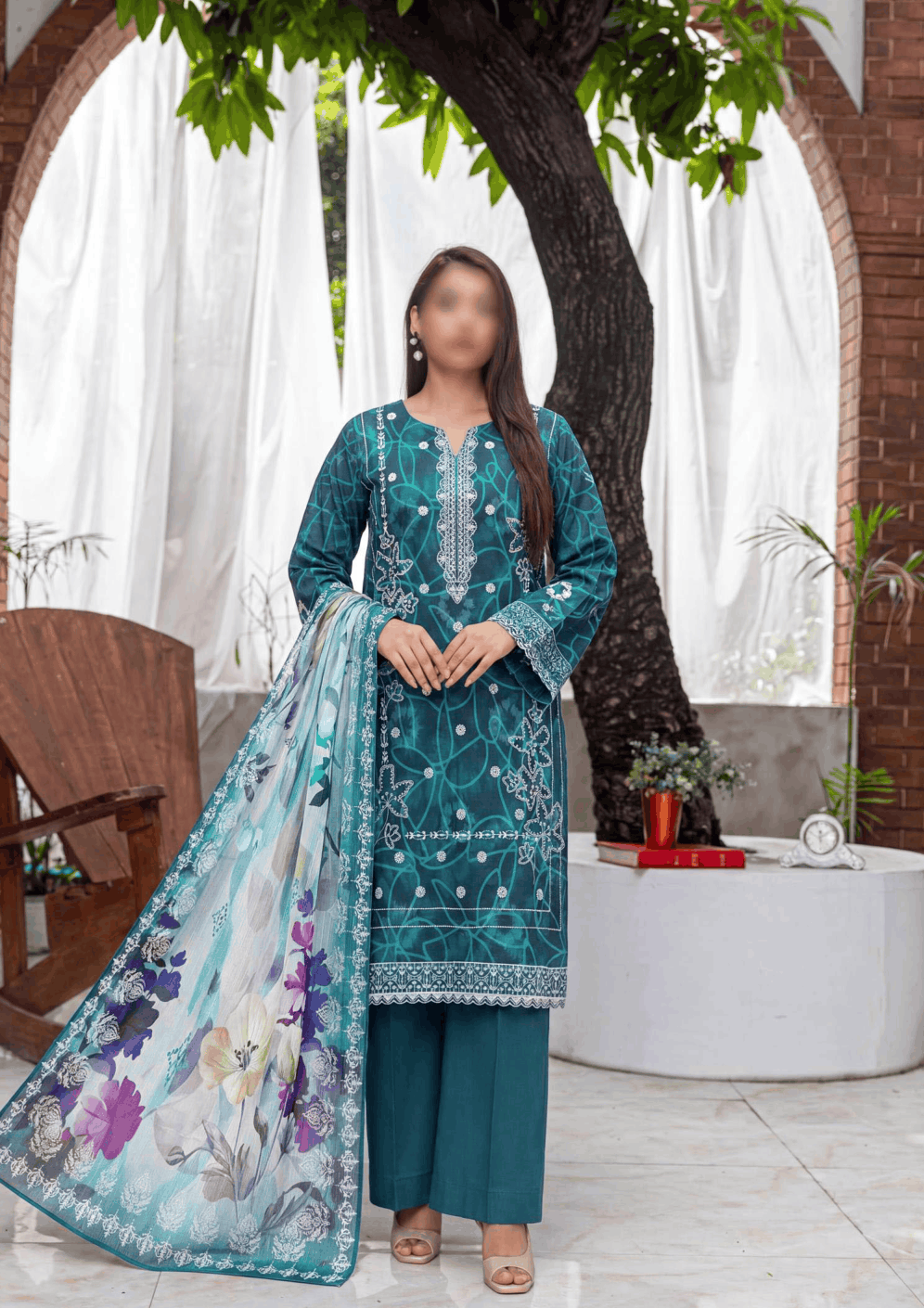 FANTAK RANG RASIA Vol 165 Digital Print Slub Lawn Embroidered 3PC Suit With Fancy Voile Print Dupatta