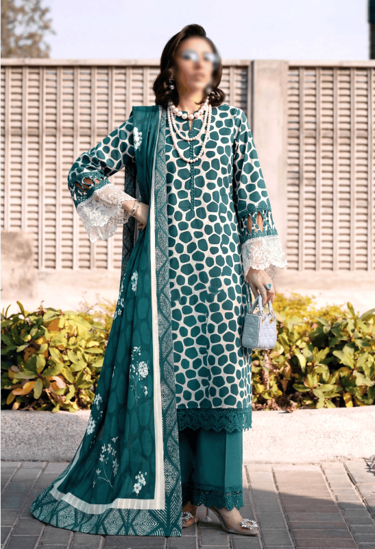 FANTAK Sapphire Vol 310 Digital Print Slub Lawn Unstitched 3Pcs Suit