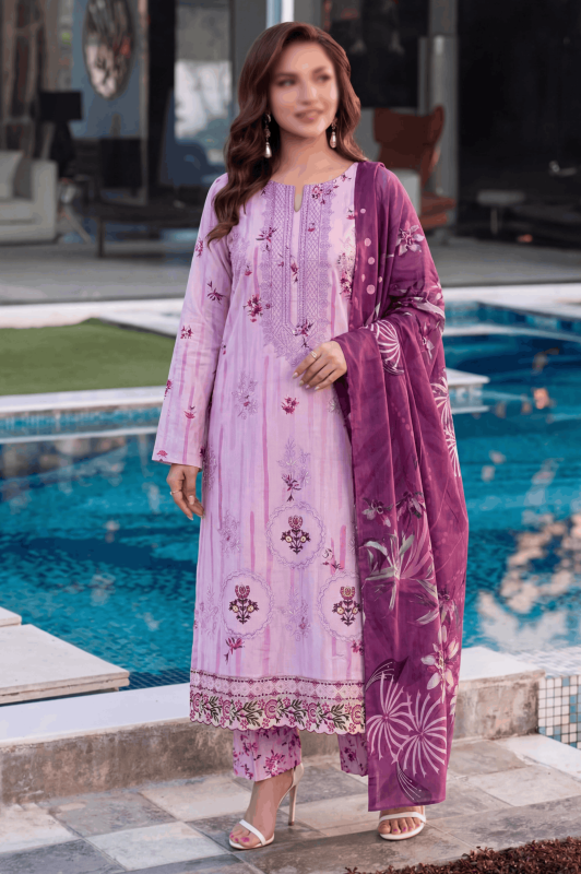 FANTAK SERENE Vol.197 Digital Print Slub Lawn Embroidered 3Pcs Unstitched Suit