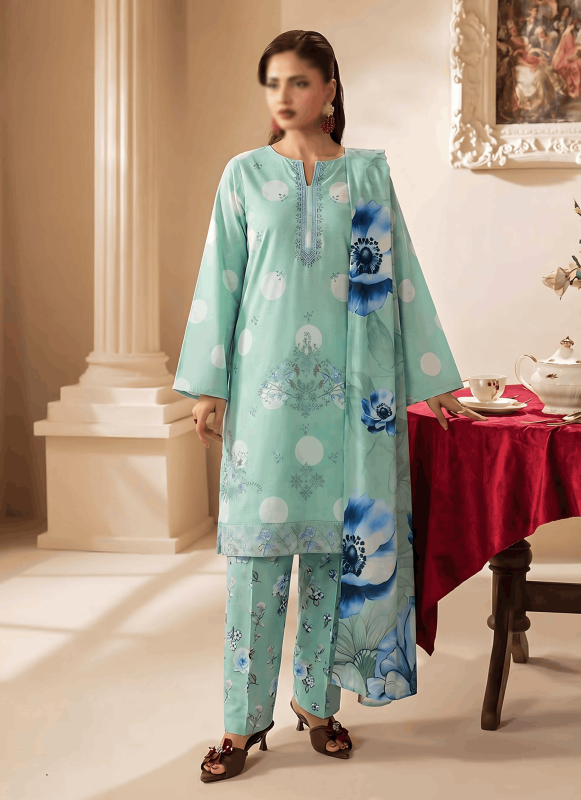 FANTAK TAHANI Vol 179 Digital Print Slub Lawn Embroidered 3Pcs Unstitched Suit