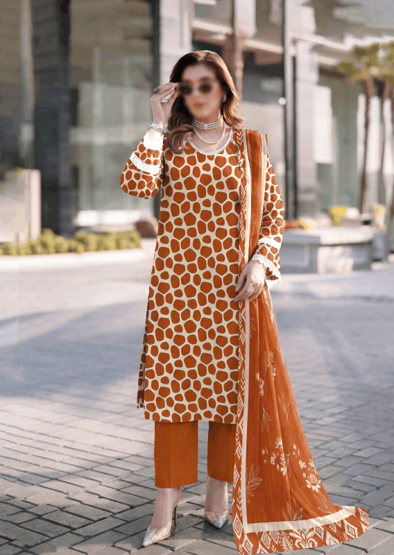 FANTAK Sapphire Vol 310 Digital Print Slub Lawn Unstitched 3Pcs Suit