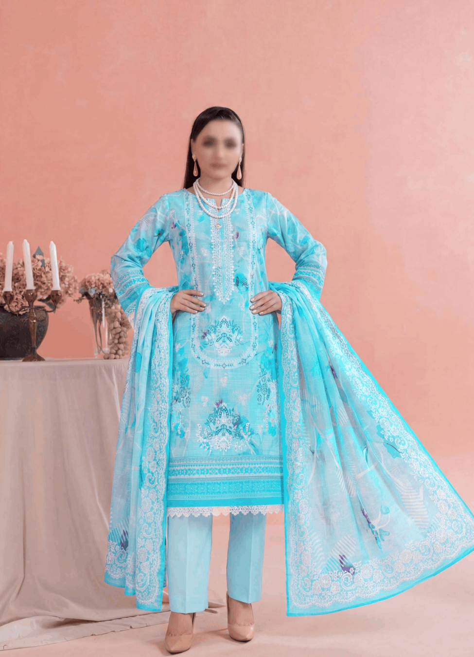 FANTAK DASTAK Vol .170 Digital Print Slub Lawn Embroidered Unstitched 3PC Suit