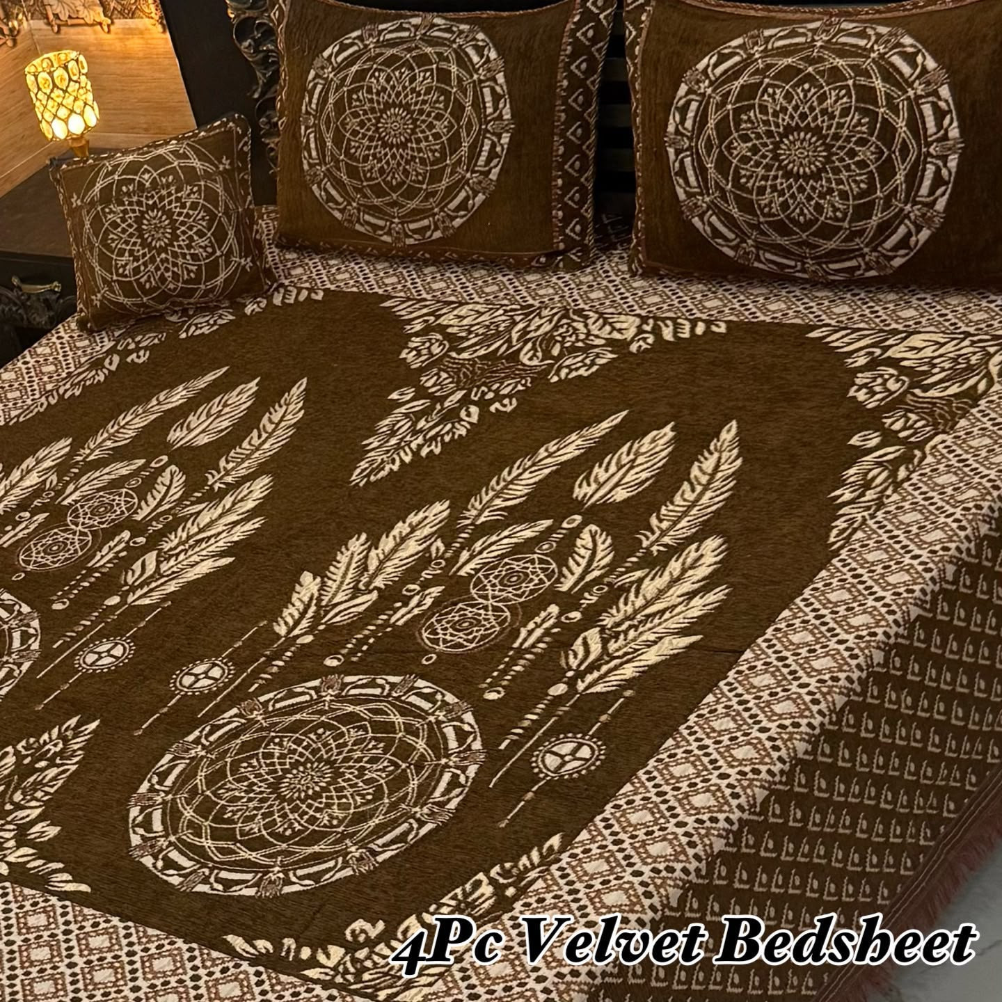 Velvet Jacquard Bedsheet Set (4PC) – King Size