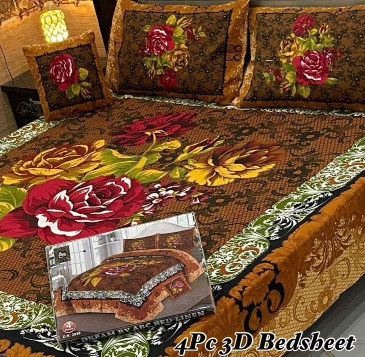 3D Panel Bedsheet Set (4PC) – King Size