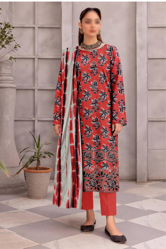 FANTAK ZYNC Vol 138 Digital Print Slub Lawn Embroidered 3Pcs Unstitched Suit