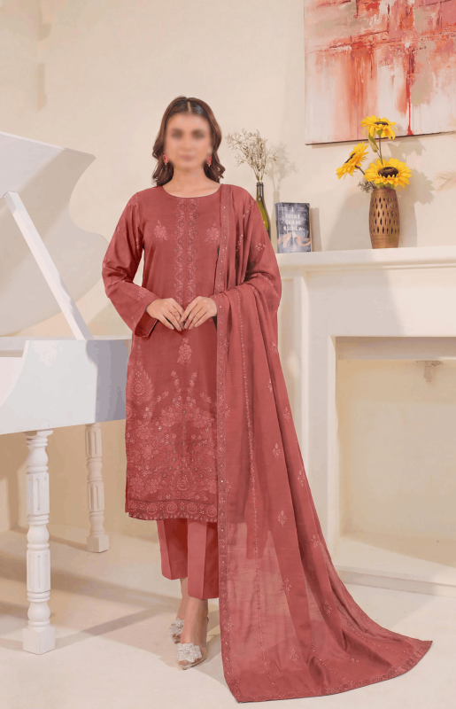 FANTAK LAAJ VOL 225 LUXURY SLUB LAWN EMBROIDED UNSTITCHED 3PCS SUIT