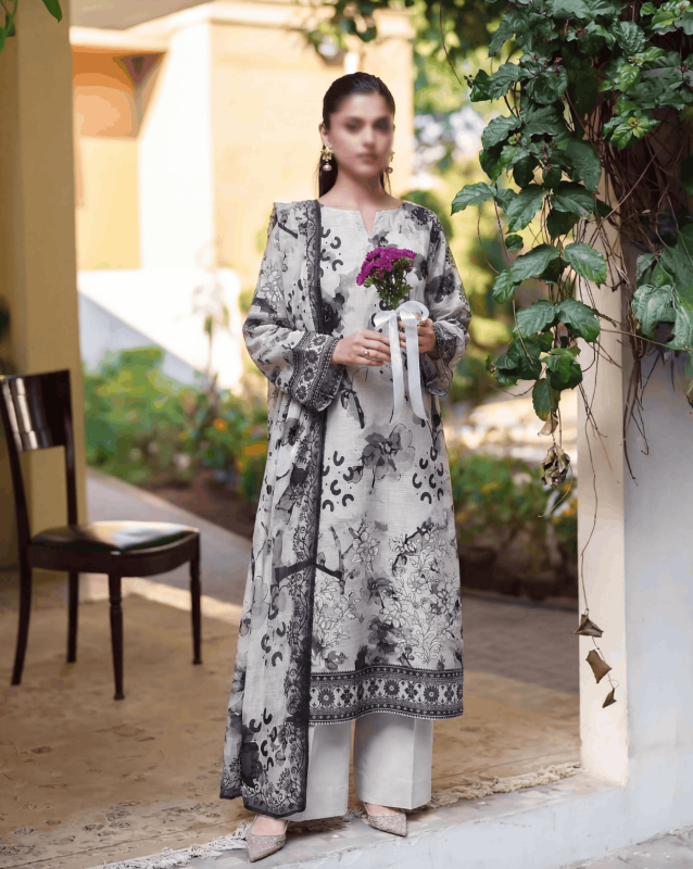 FANTAK ANDAAZ Vol 169 Digital Print Fancy Slub Lawn Embroidered unstitched 3PC suit
