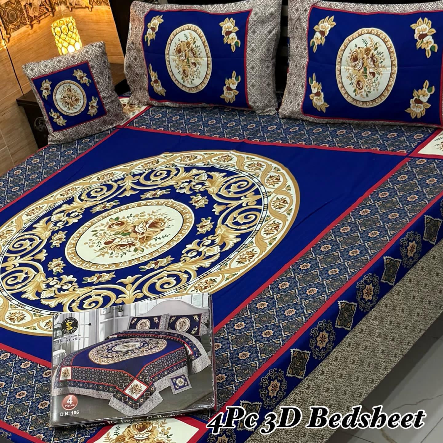 3D Panel Bedsheet Set (4PC) – King Size