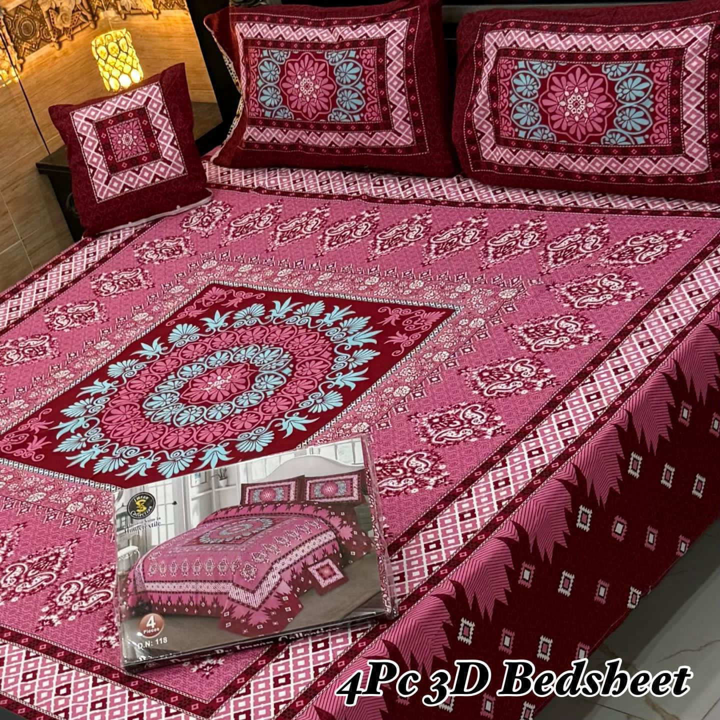 3D Panel Bedsheet Set (4PC) – King Size