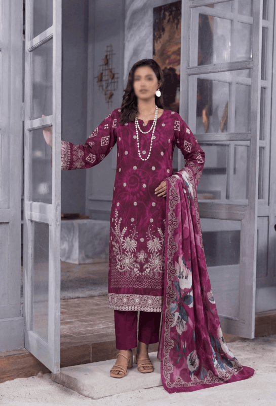 FANTAK CRAFT Vol 166 Digital Print Slub Lawn Embroidered 3PC Suit