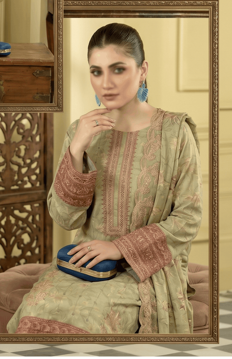 Fantak KASERIYA Vol 167 Digital Print Slub Lawn Embroidered 3PC Suit