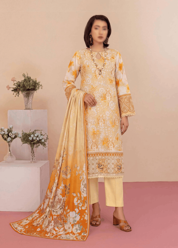 FANTAK AFSANAY Vol .143 Digital Print Premium Lawn Embroidered Unstitched 3PC Suit