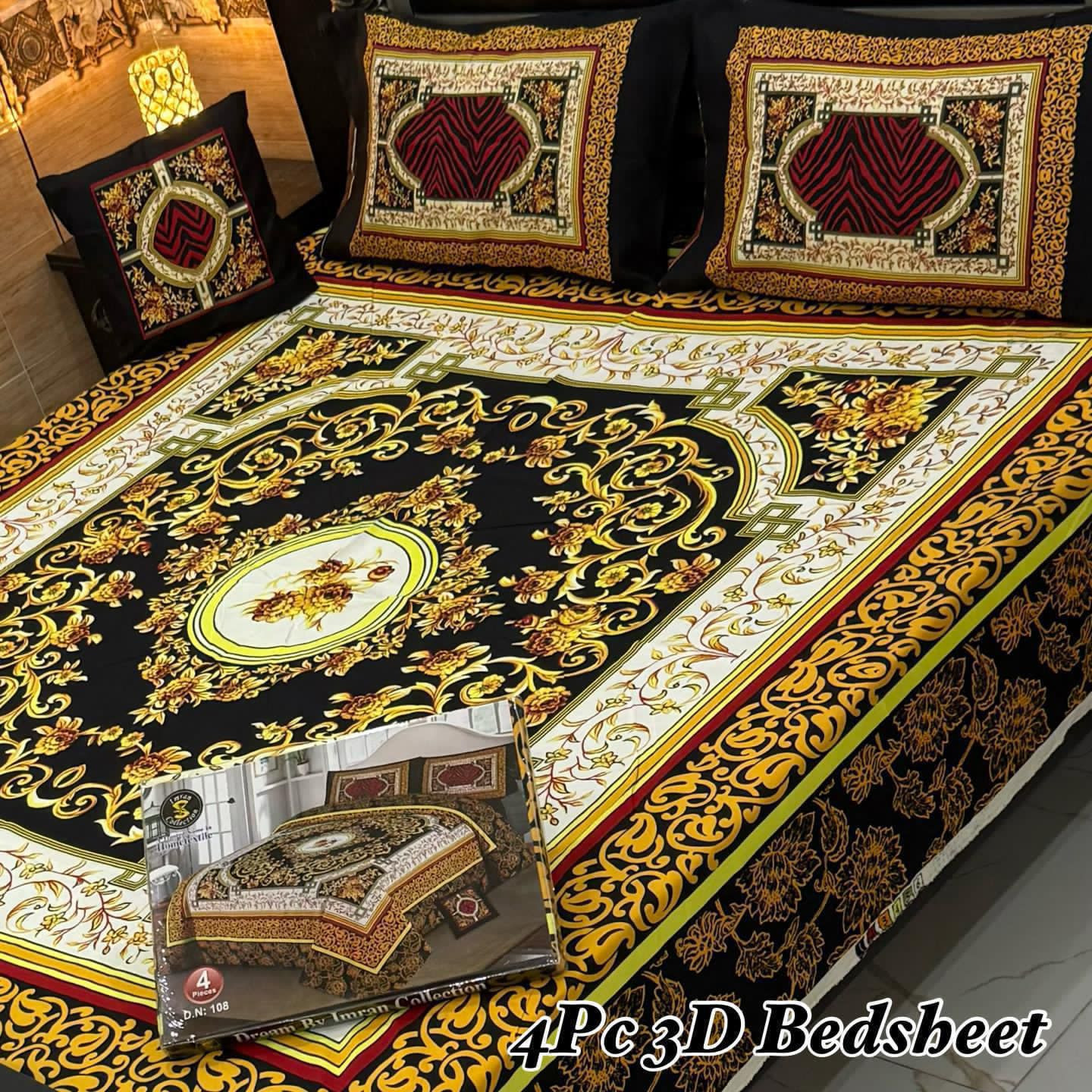 3D Panel Bedsheet Set (4PC) – King Size