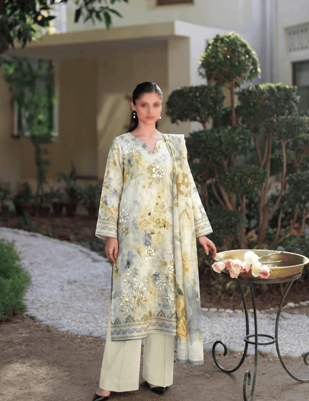 FANTAK ANDAAZ Vol 169 Digital Print Fancy Slub Lawn Embroidered unstitched 3PC suit
