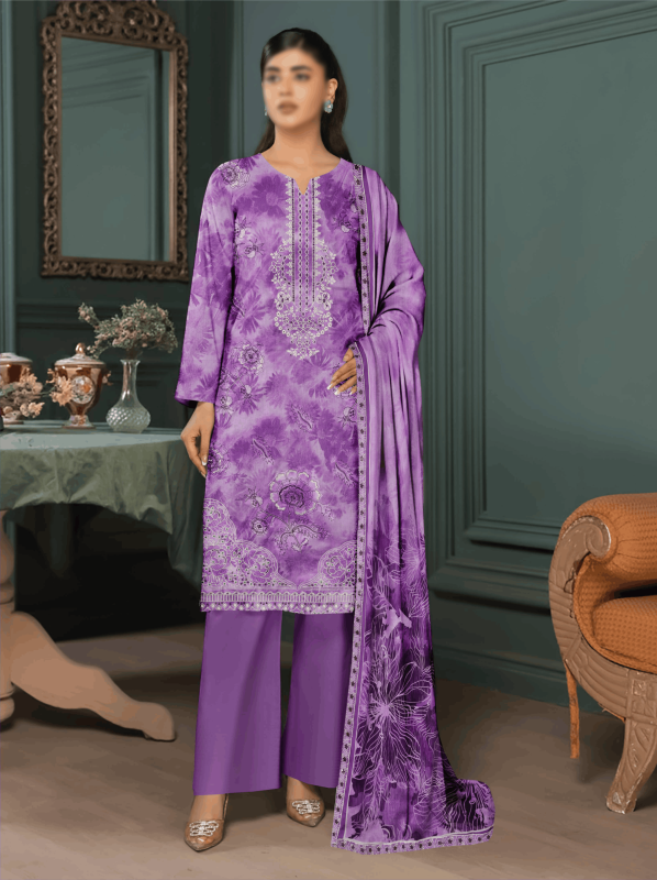FANTAK PARISHAY Vol 136 Digital Print Slub Lawn Embroidered Unstitched 3 Pcs Suit