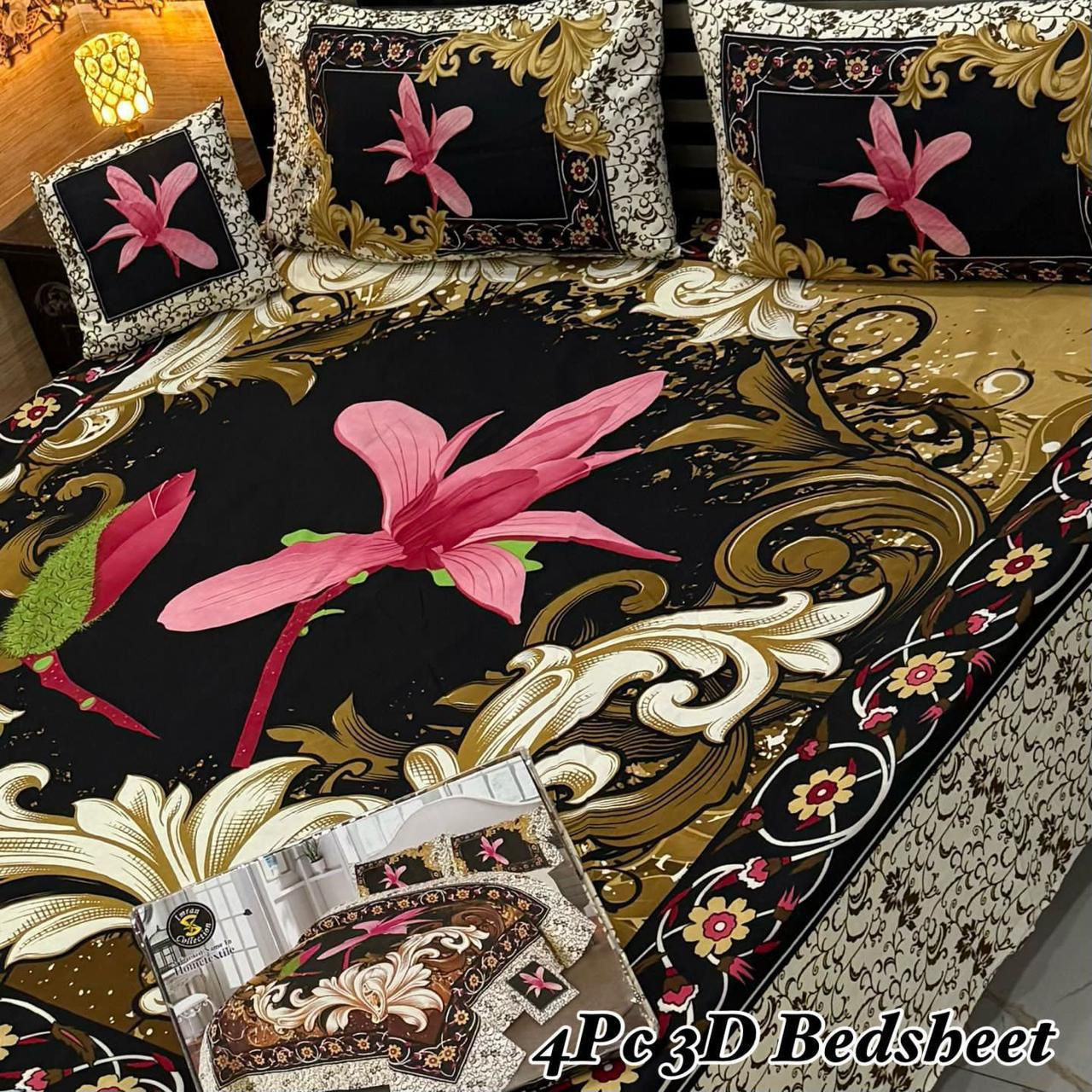 3D Panel Bedsheet Set (4PC) – King Size