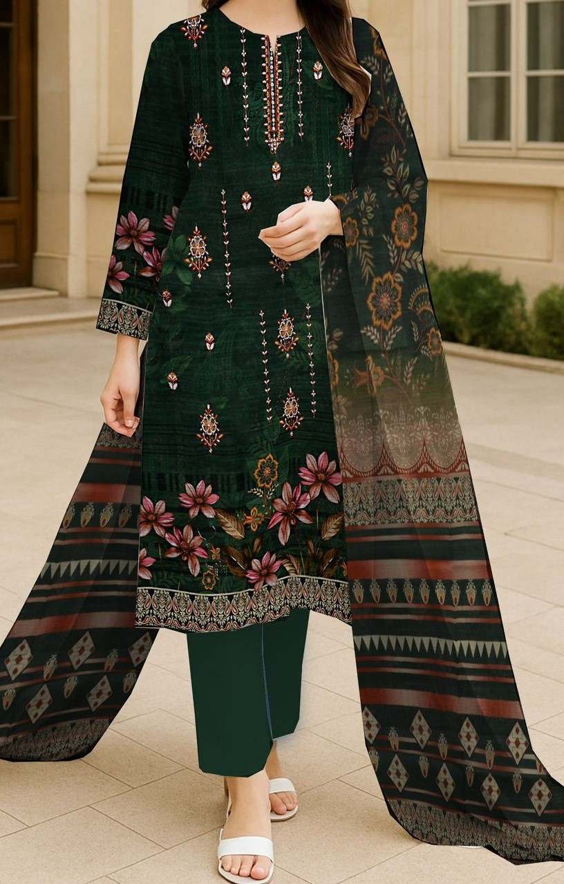 Bareeze | RPL Digital Lawn Bana Dora 3Pcs Suit – Embroidered Double Head Shirt