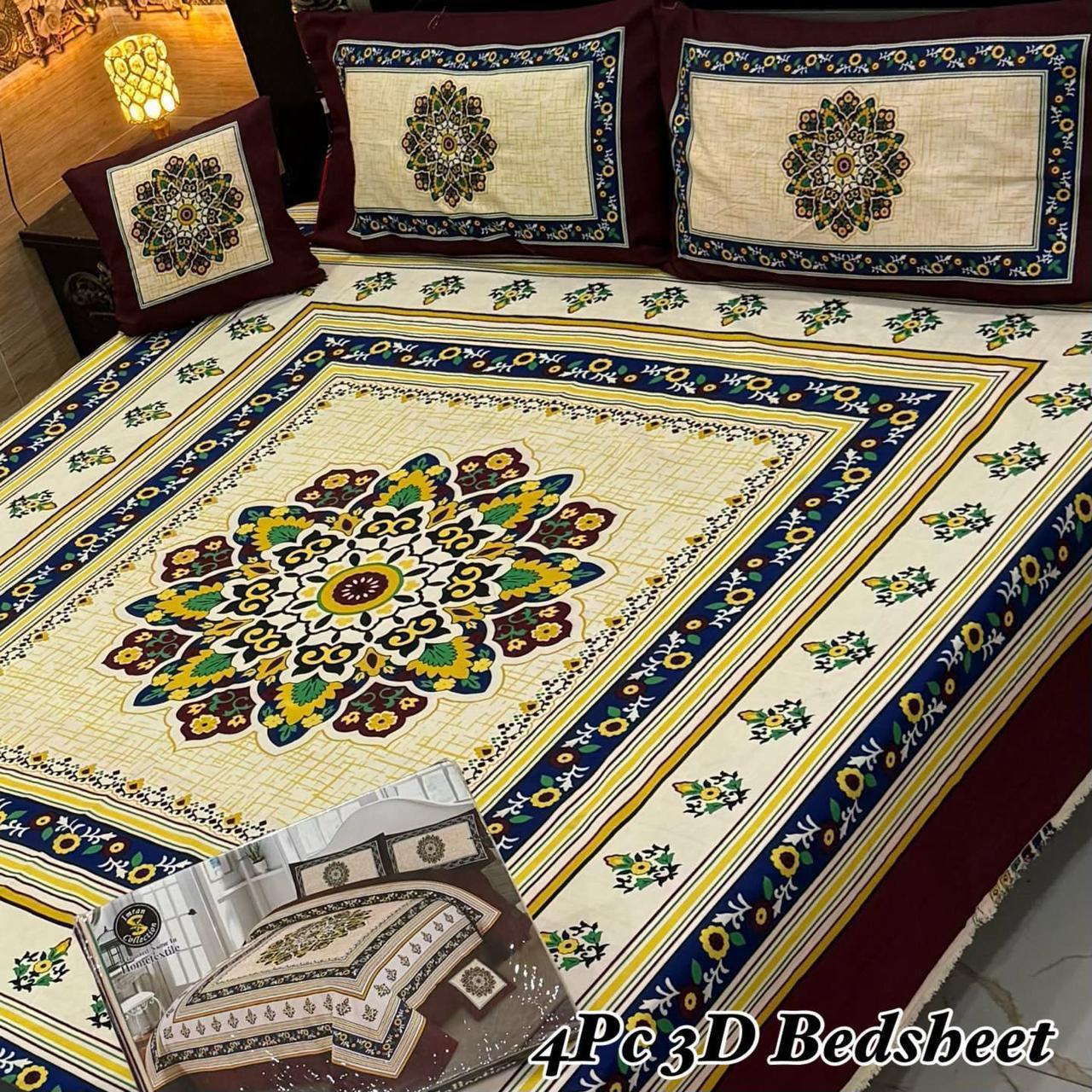 3D Panel Bedsheet Set (4PC) – King Size
