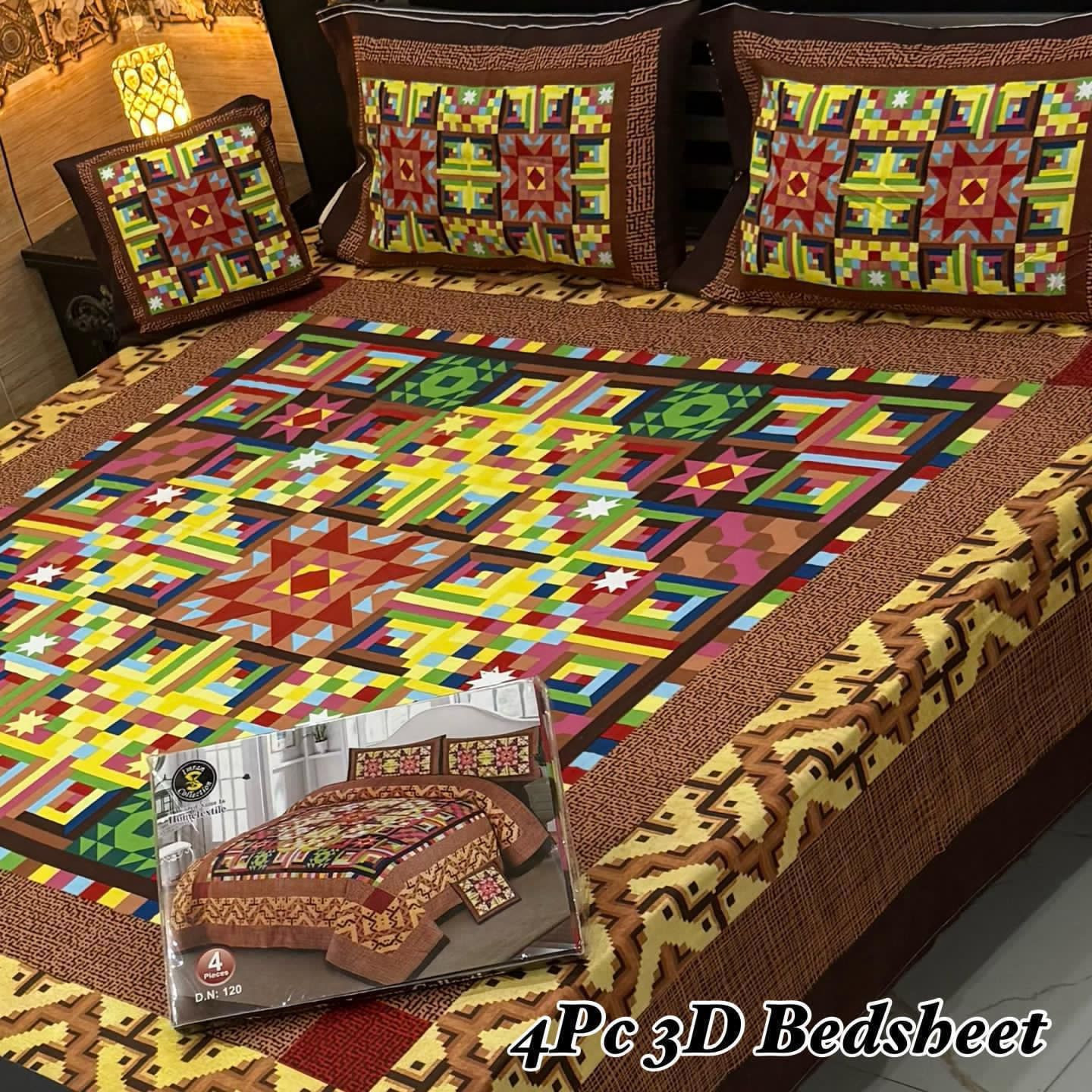 3D Panel Bedsheet Set (4PC) – King Size