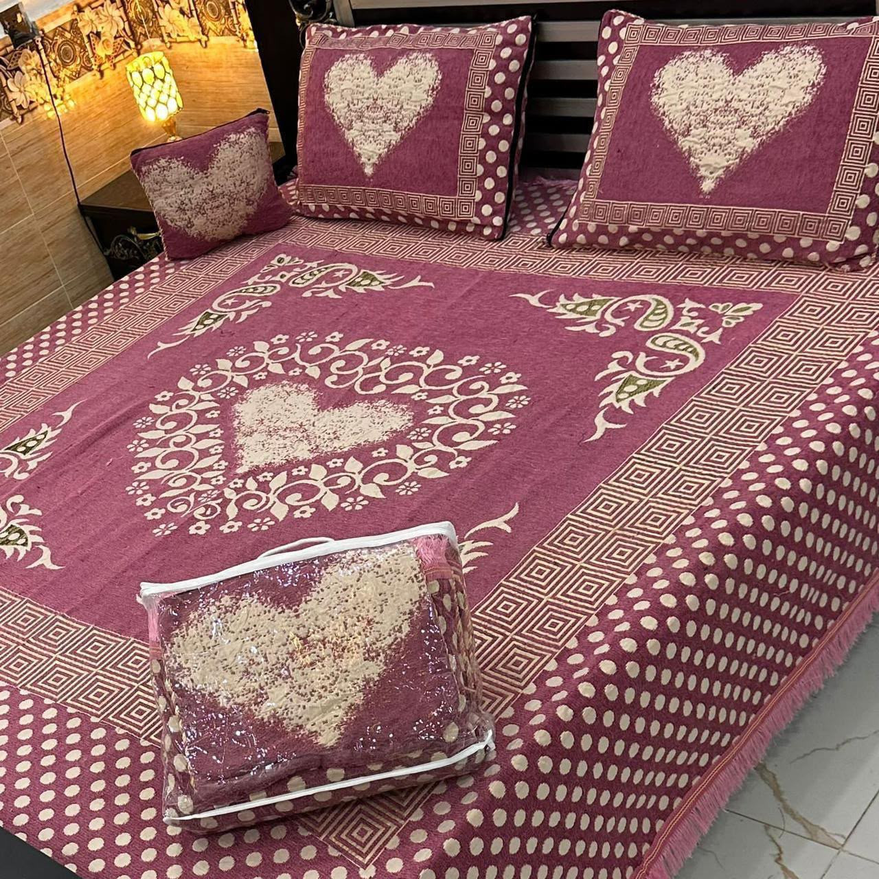 Velvet Jacquard Bedsheet Set (4PC) – King Size