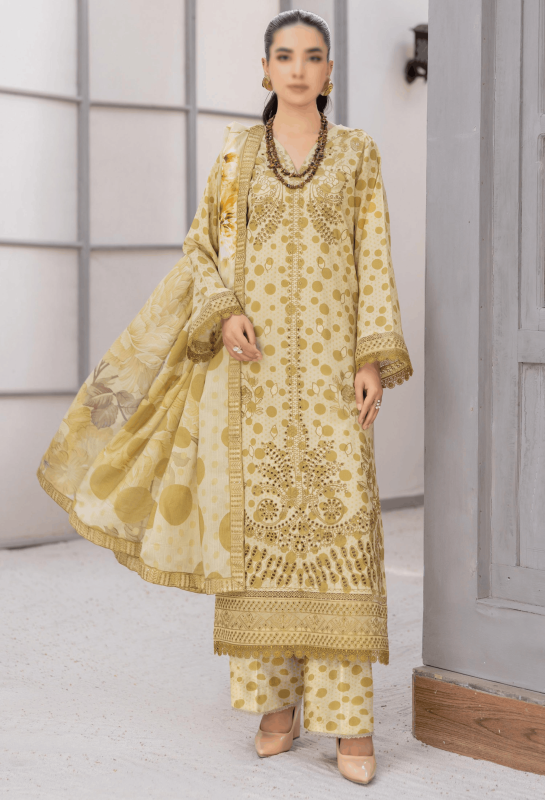 FANTAK BINDI VOL 193 DIGITAL PRINT PREMIUM LAWN EMBROIDERED UNSTICHTED 3PCS SUIT
