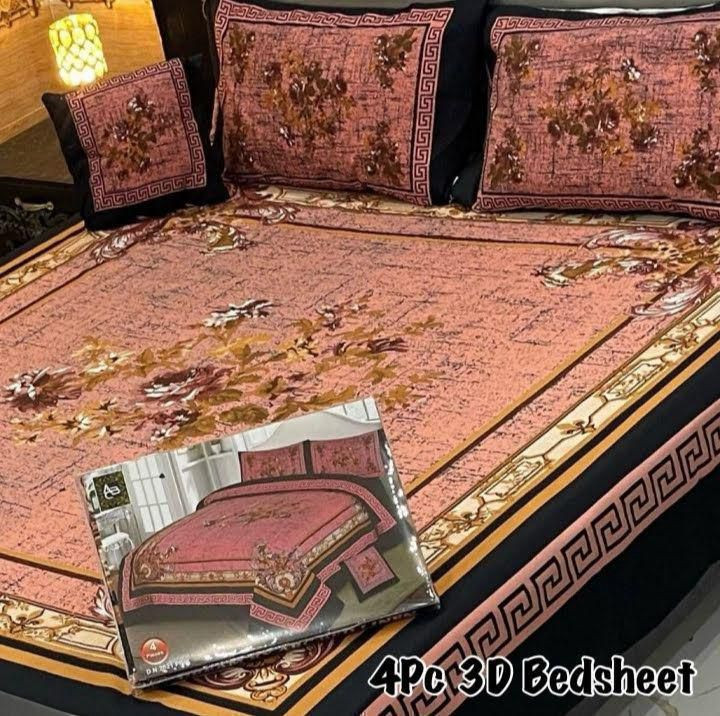 3D Panel Bedsheet Set (4PC) – King Size