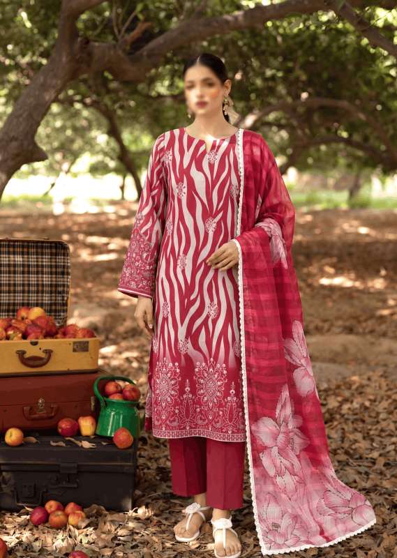 FANTAK PEARL VOL 303 DIGITAL PRINT PREMIUM LAWN EMBROIDED 3 Pcs Unstitched Suit