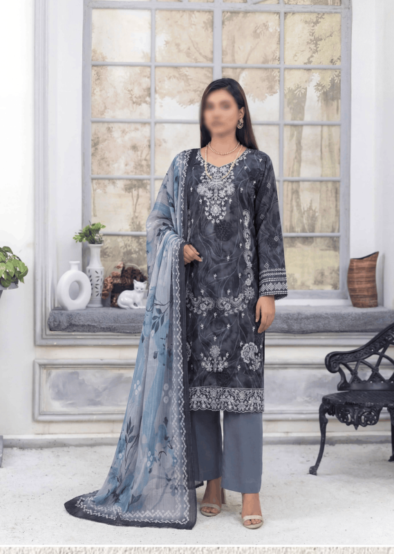 FANTAK CRAFT Vol 166 Digital Print Slub Lawn Embroidered 3PC Suit
