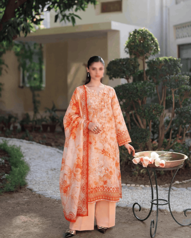 FANTAK ANDAAZ Vol 169 Digital Print Fancy Slub Lawn Embroidered unstitched 3PC suit