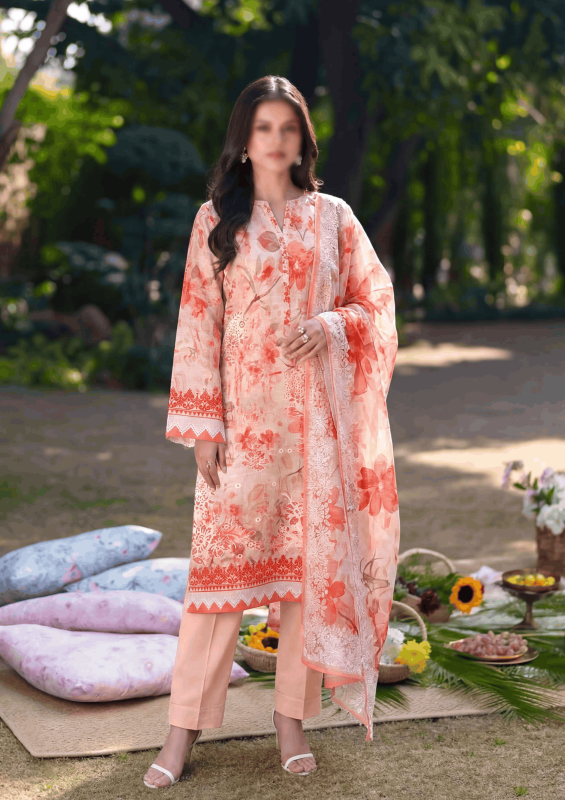 FANTAK ANDAAZ Vol 169 Digital Print Fancy Slub Lawn Embroidered unstitched 3PC suit