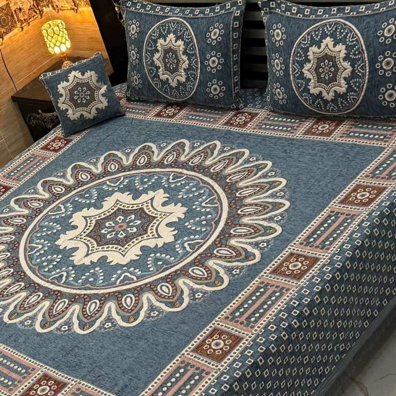 Velvet Jacquard Bedsheet Set (4PC) – King Size